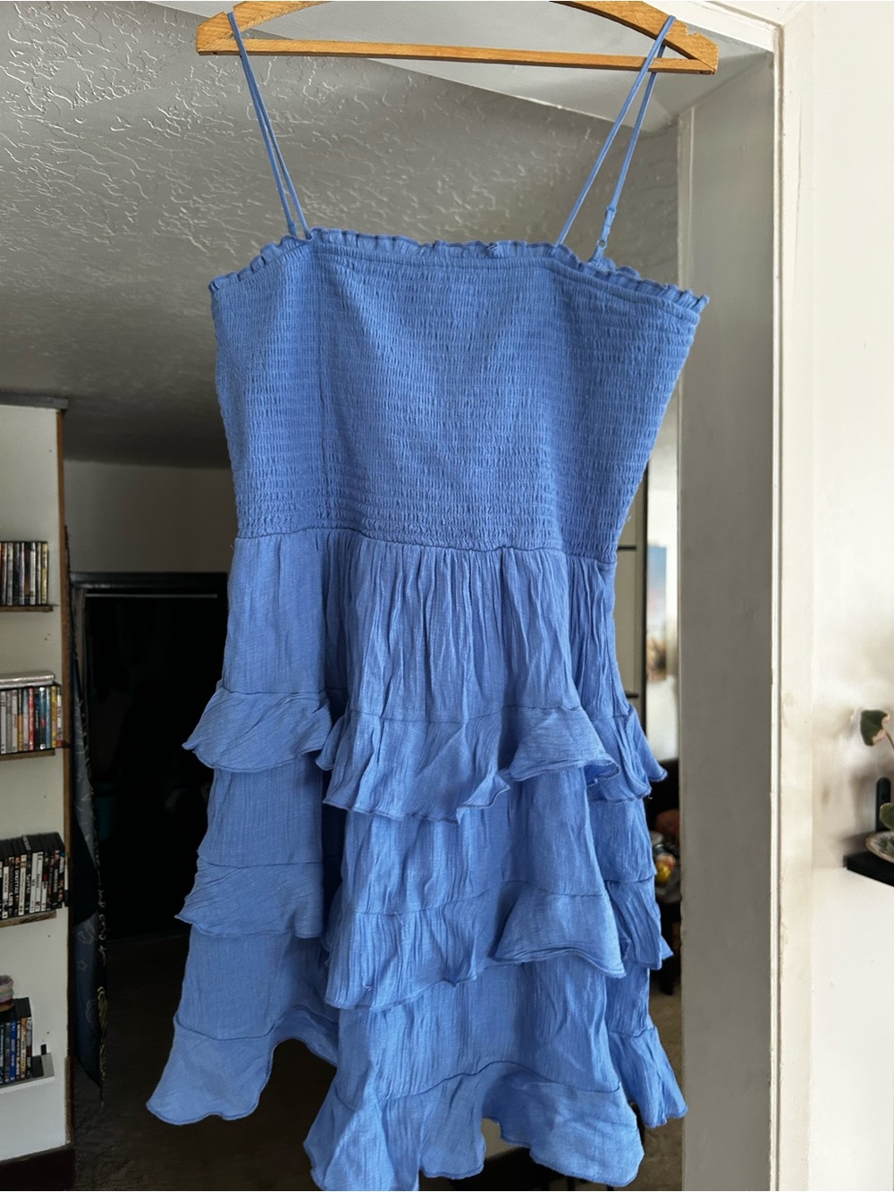 Trixxi Periwinkle Tiered Ruffle Spaghetti Strap Dress